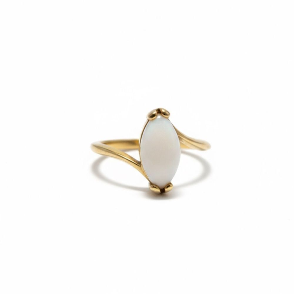 Gold-Plated Ring with White Marquise Stone